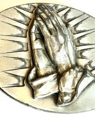 Praying Hands Belt Buckle Great American Products 2005 Silver Tone Western 4768