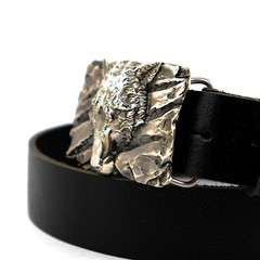 German silver belt buckle « Fenrir Wolf », Animal belt buckle; Werewolf buckle