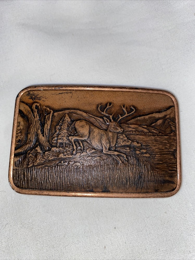 Century CANADA Belt Buckle Large Stag in Woods Bronze Tone
