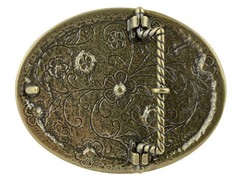Rhinestone Crystal Belt Buckle Oval Floral Engraved Buckle Fits 1-1/2&Prime;(38mm)