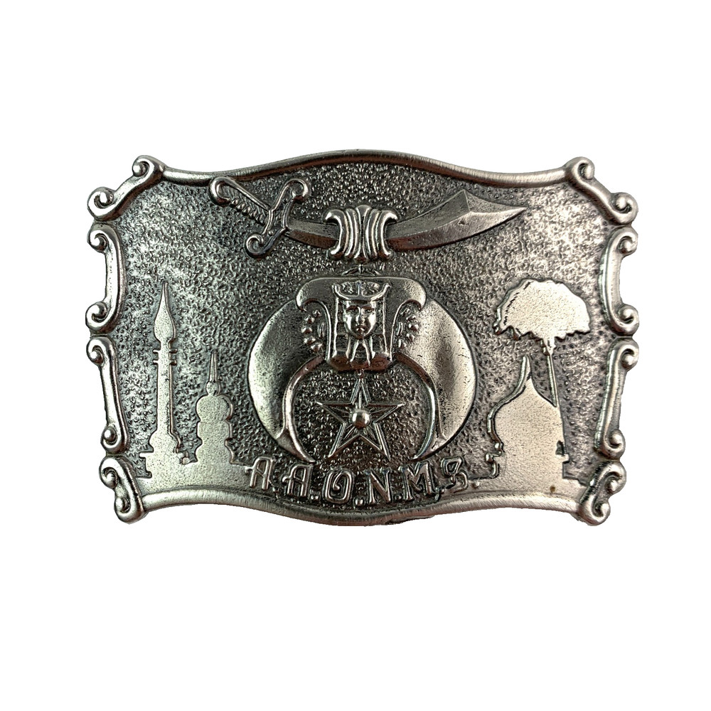 Vintage 1981 Masonic Ancient Arabic Order of the Nobles Metal Belt Buckle