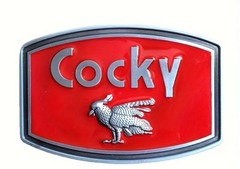 Red Silver cocky Bird Metal Belt Buckle Oval 8.7cm
