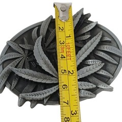 Marijuana Leaf Belt Buckle 3D Metal Design 3.5&Prime; Wide Pewter Color #M-14