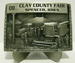 Clay County Fair Spencer Iowa 2008 Tractor Combine Machinery Belt Buckle Ltd Ed