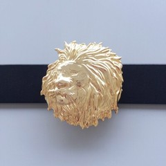 Gold Color Plated Lion Head Animal Wildlife Western Belt Buckle