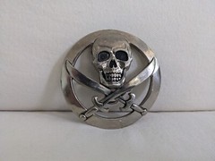 Silver Star Skull and Swords Belt Buckle Made in USA