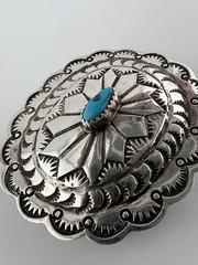 Vintage Southwestern Style Sterling Silver Buckle Turquoise Signed LS