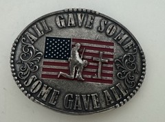 Silver Belt Buckle Cody James Men&rsquo;s Flag Patriotic Military Memorial Oval Large