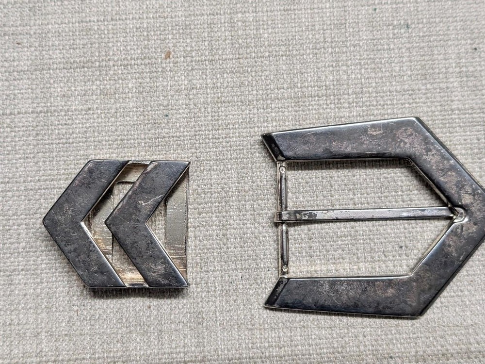 vintage 2PC belt buckle set ARROWHEAD cowboy WESTERN native american indian