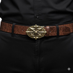 Knightly Bronze Boho Style Occitan Cross Belt Buckle
