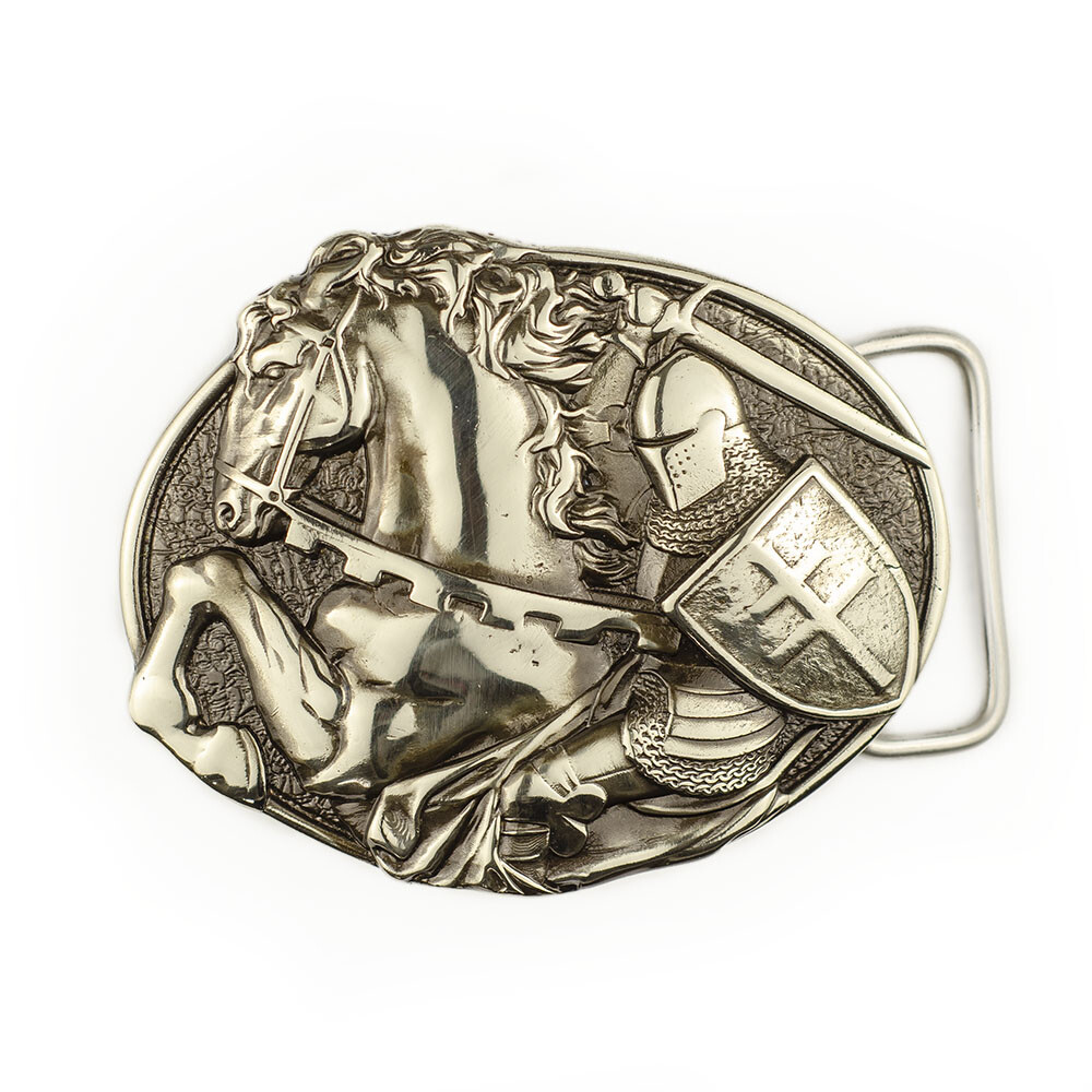 German silver belt buckle Fighting Knight Medieval military german silver buckle
