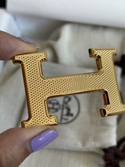 Size 95 NEW HERMÈS H Guillochee Buckle Reversible Noir/Gold Leather Strap 32mm