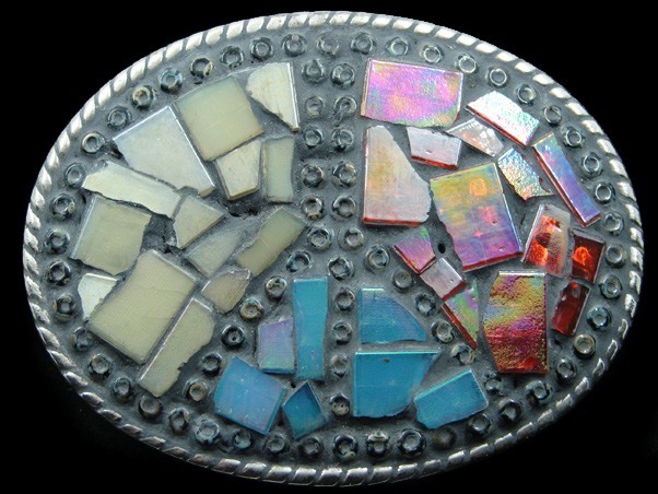 SB15123 REALLY COOL **MULTI-COLOR FAUX STONE** ART FASHION BELT BUCKLE