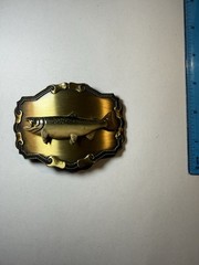 Rain-tree Vintage Fish Western Belt Buckle Gold Tone Metal 1977/1978