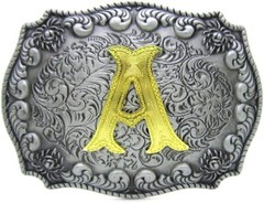 Initial Letters ABCDJST to Z Cowboy Rodeo Large Gold Silver Unisex Belt Buckles