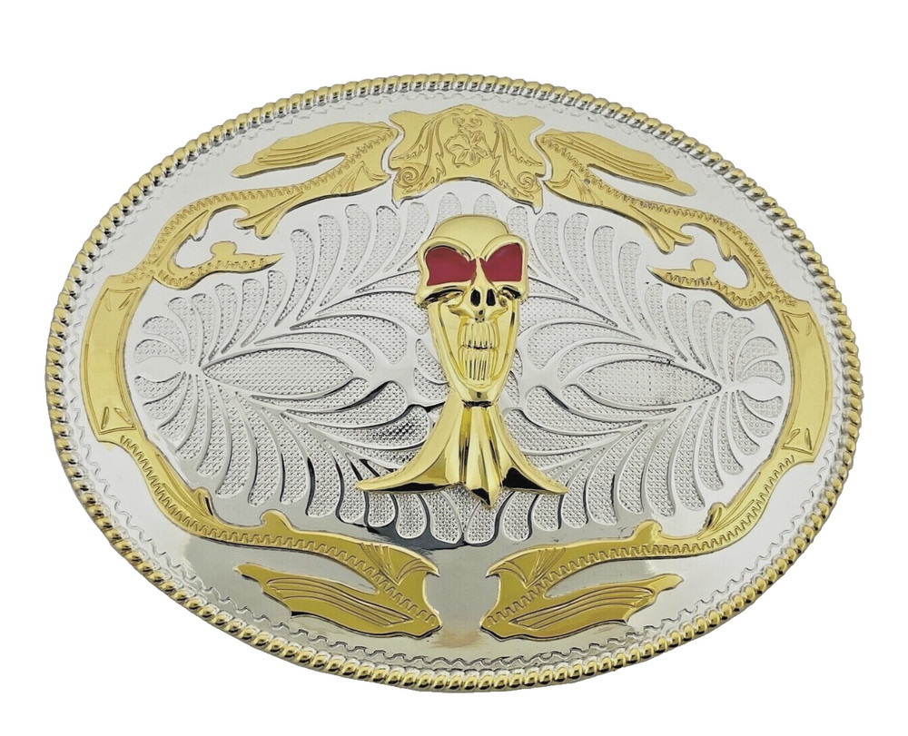 Skull Belt Buckles Gold Silver Metal Western Cowboy Cowgirl Rodeo Style Skeleton