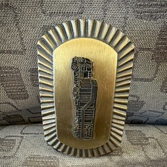 Western Metal Semi Truck Belt Buckle, Gold/Silver Engraved Rectangular 1.5in