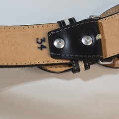 YAC Leather And Silk Blk And White Horse Head Design Belt 34&Prime;