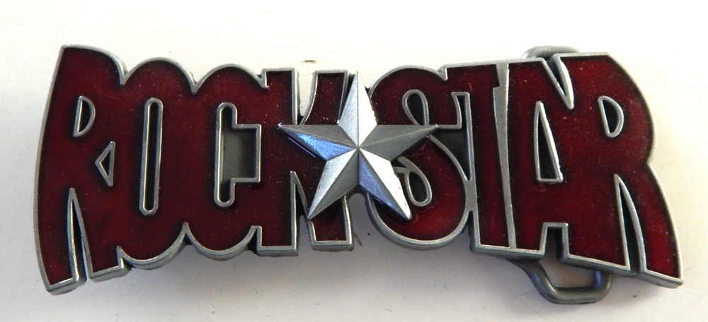 👀 BELT BUCKLE Rock Star Enameled Music Superstar NWOT 👀