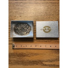 Vintage 1992 Alaska State Fair Belt Buckle Palmer Award Design Medals Brass box