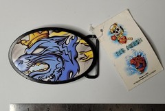 Crowned Cat 4&Prime; BELT BUCKLE Oval, Fly Fresh