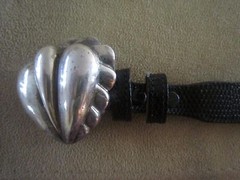 Kieselstein-Cord Sterling Heart Buckle and Black Lizard Belt Size 2