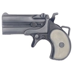 Derringer Pistol Gun Belt Buckle Silver Metal Western Vintage Rare Cowgirl Rodeo