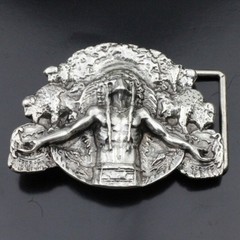 Inuit Chief Belt Buckle Antique Silver Vintage Tribal Ethnic Metal