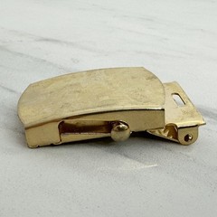 Vanguard Vintage Military Web Clamp Belt Buckle Gold Tone Made in USA Signed