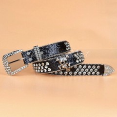 Skull Western Crystal Studded Belt Cowgirl Cowboy Rhinestone Belt For Women Men