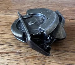 Vintage 1979 Bergamot 2.5&Prime; x 2.5&Prime; Circular Saw Tool Brass Works Shop Belt Buckle
