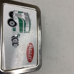 Vintage Peterbilt Semi-Truck Flat Nose Cabover Metal Belt Buckle 3 3/8&Prime; x 2 1/8&Prime;