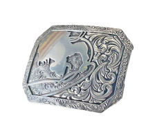 Nocona Mens Belt Buckle 3.75 x 2 in Cowboy Roper Western Rodeo Silver 1.5