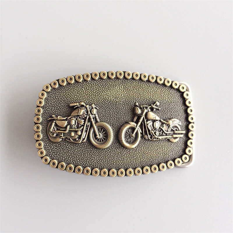 Antique Bronze Plated Heavy Metal Motorcycle Chain Biker Rider Belt Buckle