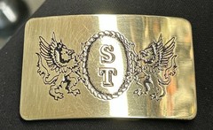 Dragon Brass Belt Buckle Western Cowboy With Initials ST Engraved