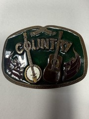Indiana Metal Craft Country Music Banjo Western Belt Buckle Green/Silver MPN 438