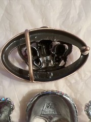 2 NEW Skull Belt Buckles Bling Crossbones Halloween Pirate Costume Goth