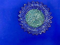 A Blue Green Sea Of Rhinestones – Starburst Cutout Vintage Belt Buckle
