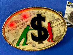 Led Dollar Sign Belt Buckle Attention Grabbing Lights! W/ Fresh Battery
