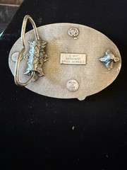 Bergamot Brass Works Bass Belt Buckle Vintage 1977 X-144. Made In USA Fishing