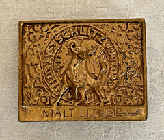 Vintage Schlitz Malt Liquor Belt Buckle Brass Tone Bull Beer Advertising