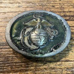 Vintage 1985 USMC Marine Corps EGA Belt Buckle Made in USA 1805 Pewter Green B19