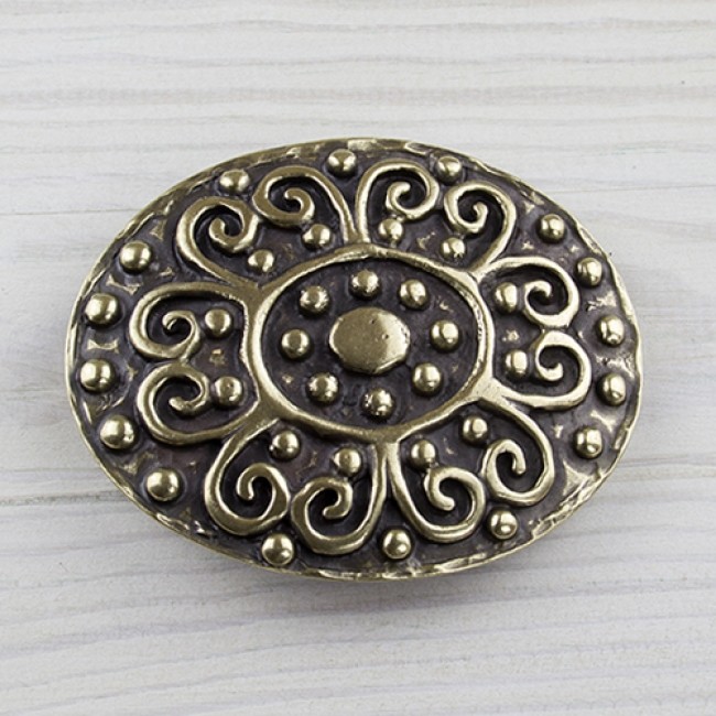 Flower ornament Oktoberfest costume belt buckle brass removable clasp gs5497