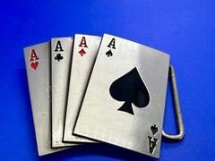 Poker Hand Four Aces – New Cutout Vegas Vibe Gambling Hand Belt Buckle