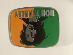 Vintage Bob Marley Rasta Green & Yellow Jamaica Colors 100% Metal Belt Buckle
