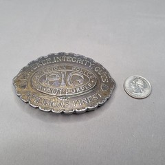 Vintage PIG American Police Belt Buckle Mens One Size Silver Law Order Oval