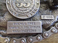 Motorcycle Daytona Bike Week Belt Buckle Tree 1996 Pewter Girl on Tank 55 YEARS