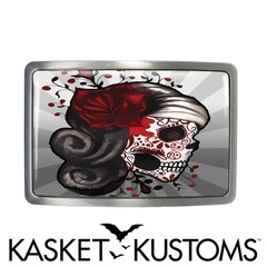 Sugar Skull Belt Buckle – Day of the Dead Tattoo Rays Belt Buckle – 73-2