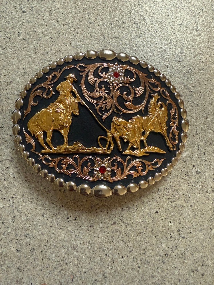 Montana Silversmiths Tri-Color Team Ropers Traditional Attitude Buckle