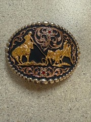Montana Silversmiths Tri-Color Team Ropers Traditional Attitude Buckle